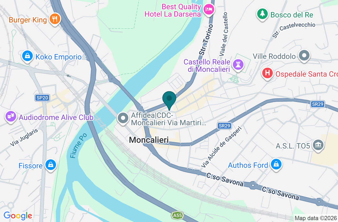 Mappa della zona di Moncalieri